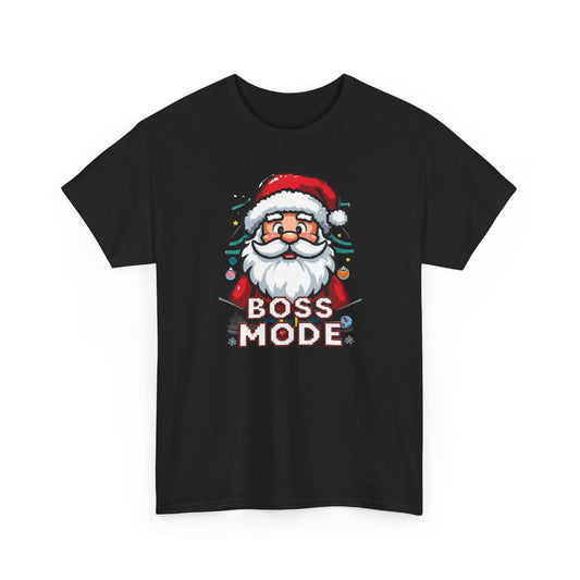 Boss Mode Santa T-Shirt — Funny Christmas Tee with 'Boss Mode' Santa Design