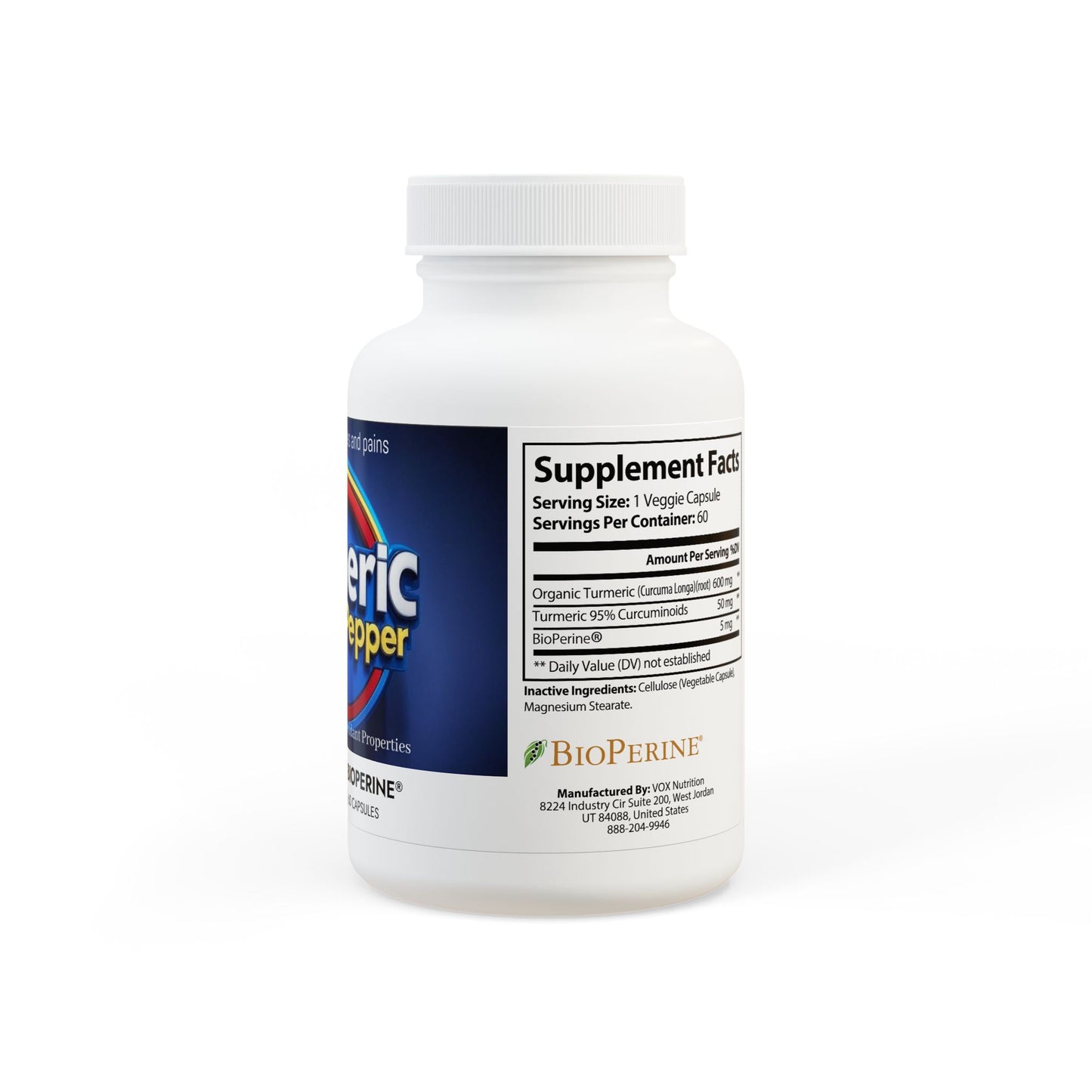 Turmeric with BioPerine® (Black Pepper Fruit Extract) Sup Bro Supplement (60 Capsules)