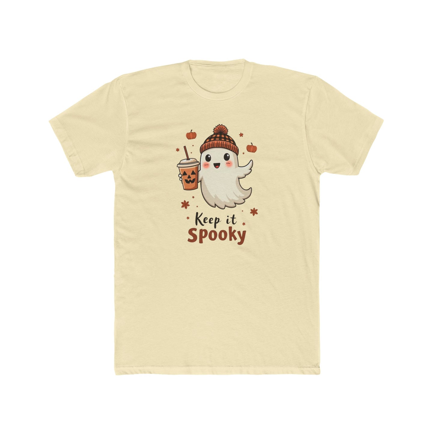Keep It Spooky Ghost Tee — Cute Halloween Ghost with Pumpkin Drink