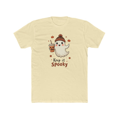 Keep It Spooky Ghost Tee — Cute Halloween Ghost with Pumpkin Drink