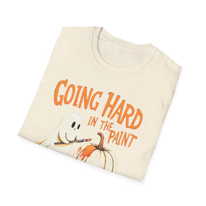 Halloween Ghost painting, T-Shirt, Fun Halloween Shirt, Unisex Softstyle Tee, Autumn Apparel, Pumpkin Design Tee