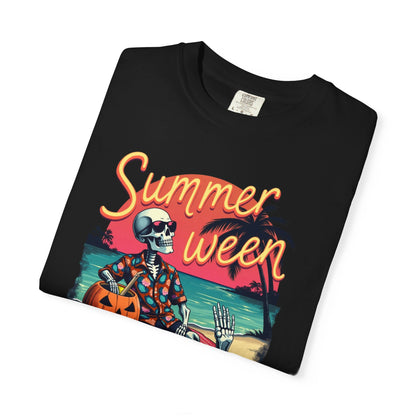 T-Shirt — "Summerween" Beach Skeleton Halloween Graphic Tee
