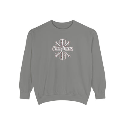 Christmas Snowflake, Unisex Garment-Dyed Sweatshirt