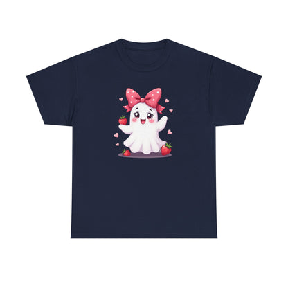Cute Ghost Strawberry Unisex Tee, Perfect for Halloween, Gift, Casual Wear, Festival Shirt, Summer Vibes, Kawaii Apparel