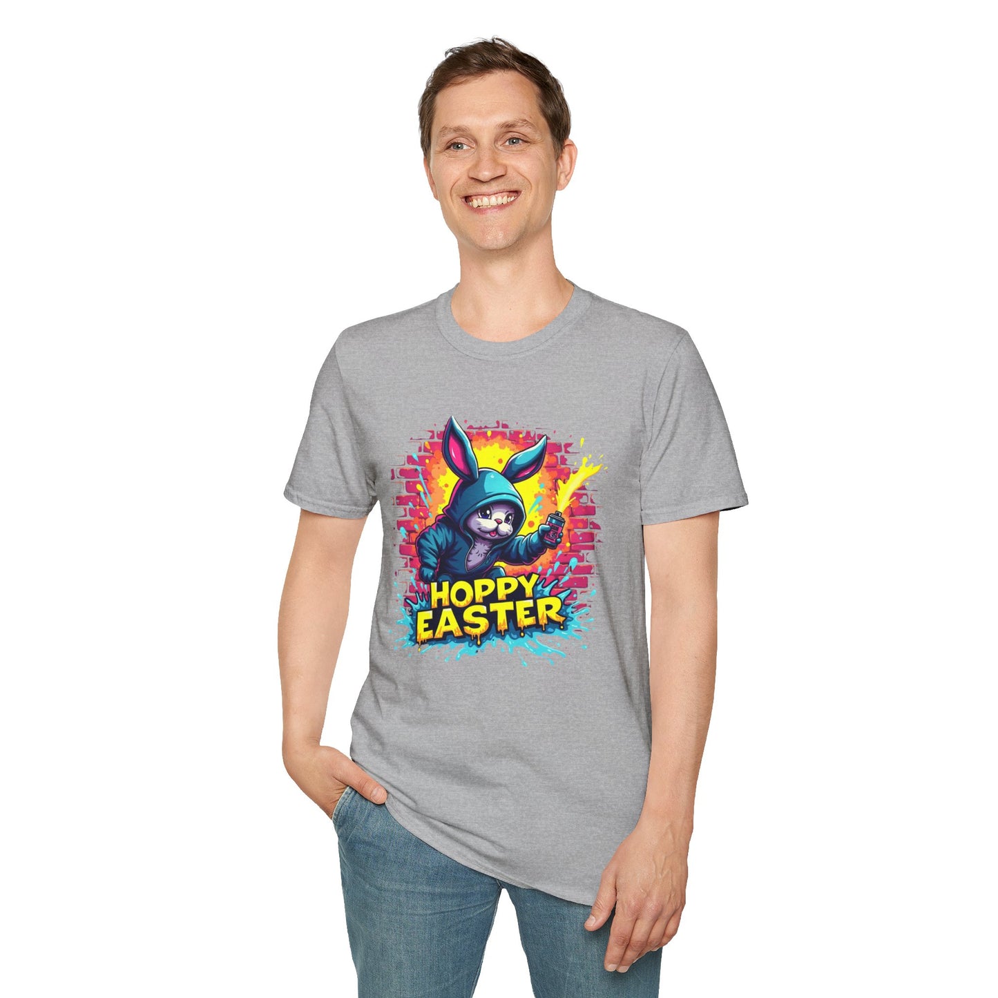 Easter Bunny 'Hoppy Easter' T-Shirt — Colorful Neon Bunny Graphic Tee
