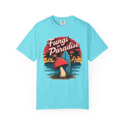 Fungi in Paradise Design, Relaxed Tee, Vintage Style Shirt, Gift for Nature Lovers, Eco-Friendly Apparel - Psychonaut Swag