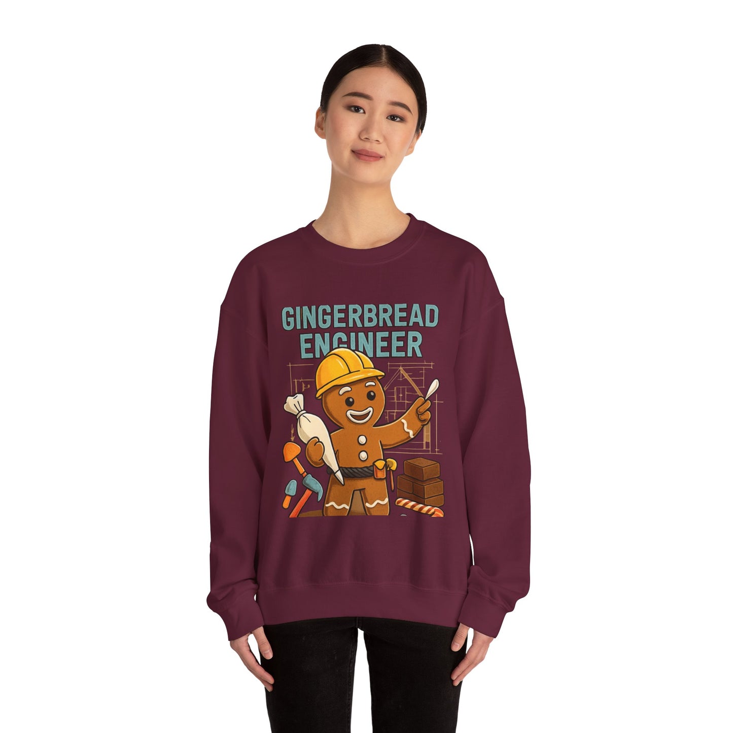 Gingerbread Engineer Sweatshirt — Cute Holiday Builder Graphic Crewneck