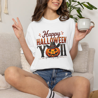 Halloween T-Shirt — "Happy Halloween You" Pumpkin Witch Graphic