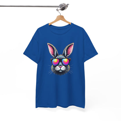 Bunny with Heart Sunglasses Tee — Retro Neon Rabbit Graphic T-Shirt