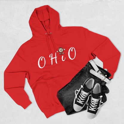 Ohio Script Hoodie with Cute Buckeye Mascot