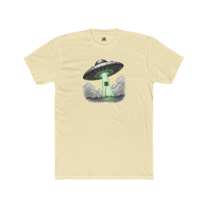 Shamrock Abduction UFO Tee — Green Beam Graphic T-Shirt