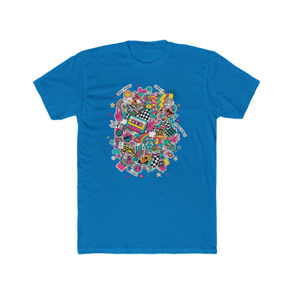 Retro 80’s Doodle Tee — Colorful Nostalgic Cassette & Arcade Graphic T-Shirt