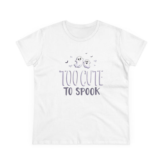 Too Cute to Spook Women's Cotton Tee, Halloween T-Shirt, Ghostly Graphic Tee, Casual Fall Apparel, Fun Halloween Outfit