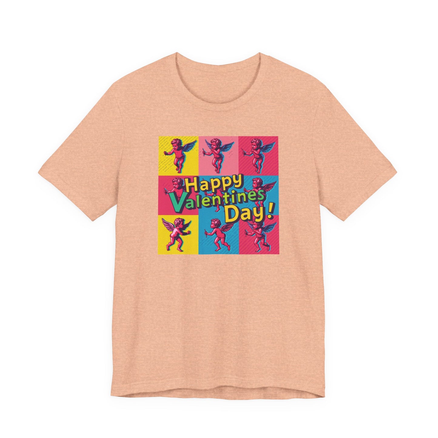 Valentine's Day Pop Art Tee — "Happy Valentine's Day!" Cupid Graphic Shirt