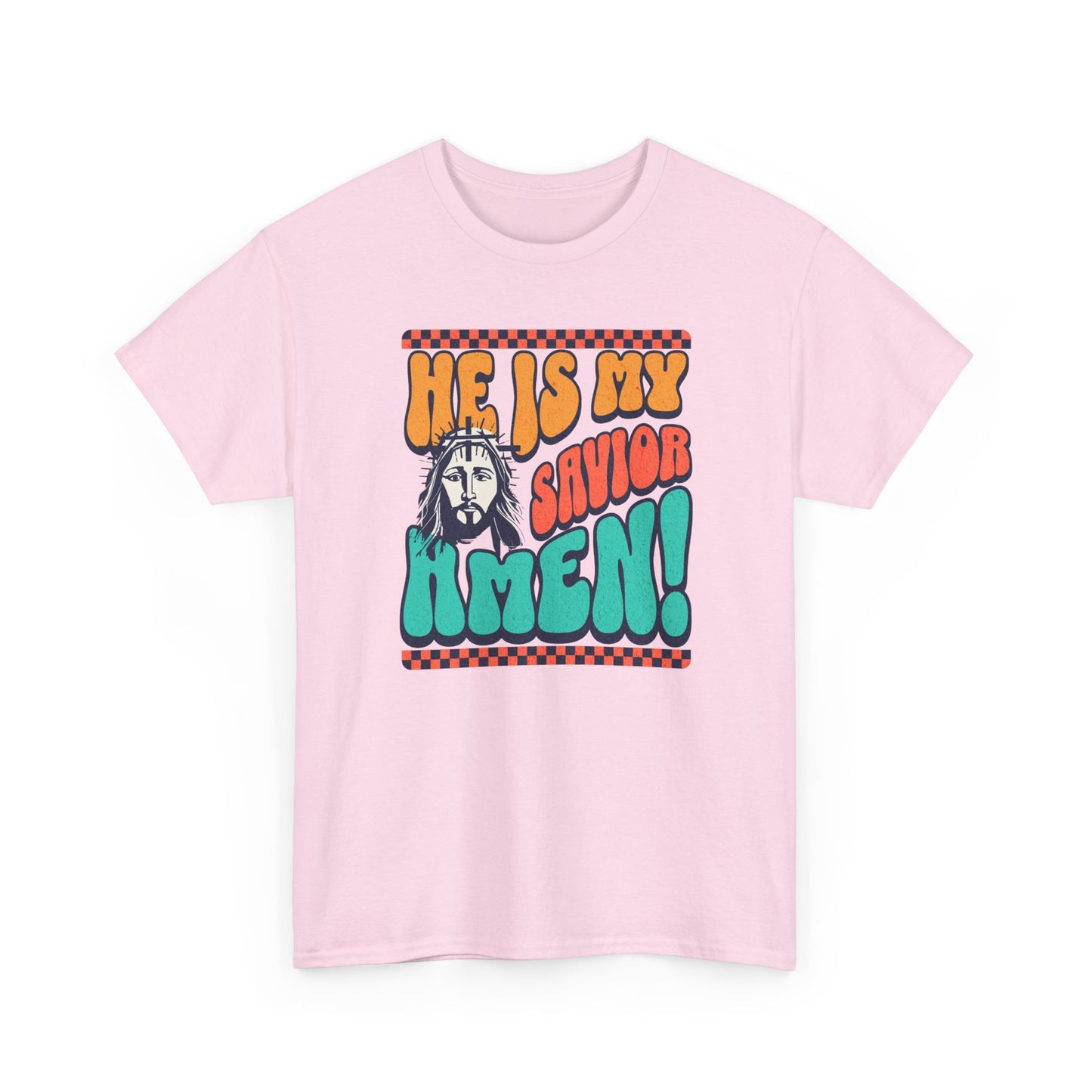 Christian T-Shirt – "He Is My Savior Amen!" Retro Jesus Graphic Tee