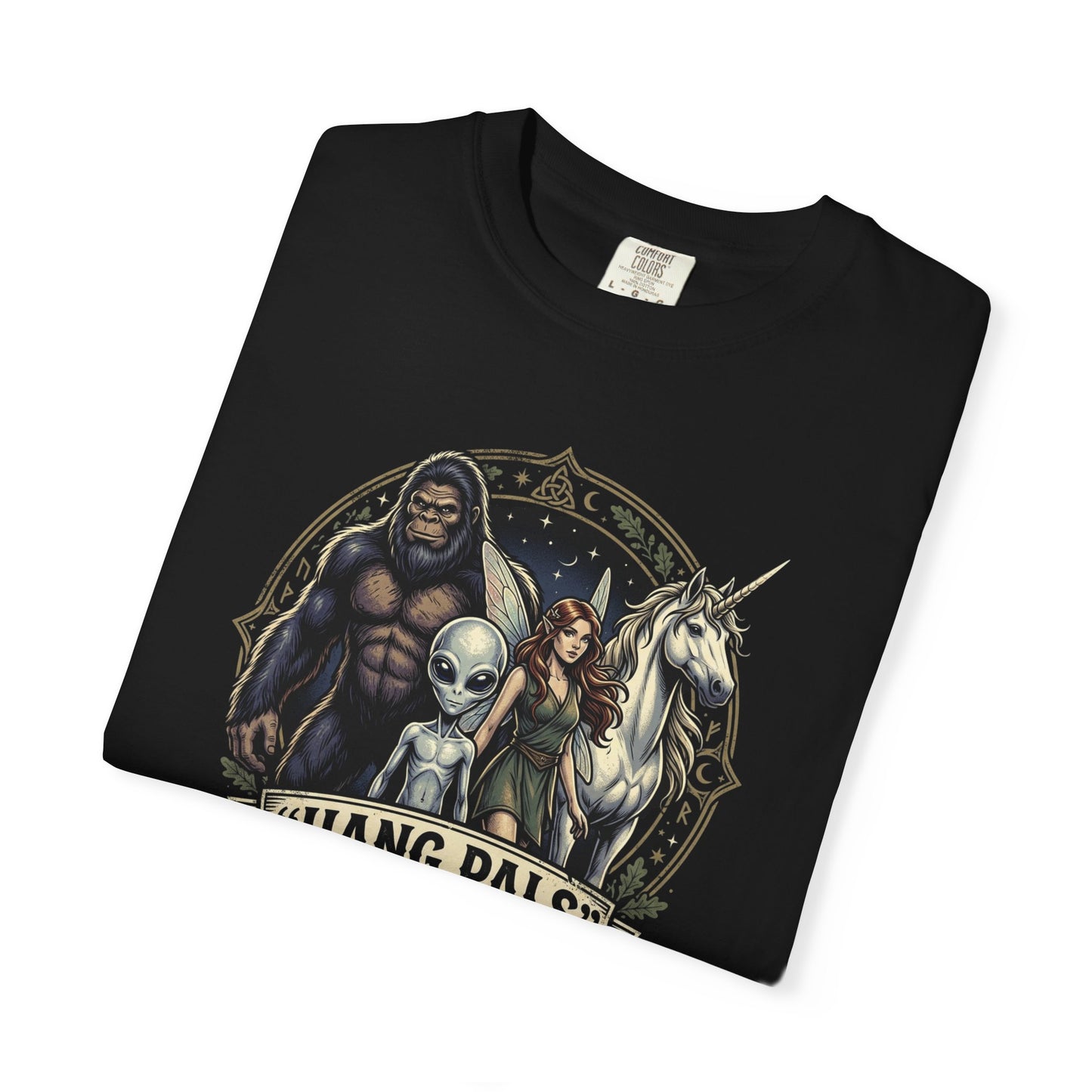 Hang Pals Graphic T-Shirt — Bigfoot, Alien & Unicorn Funny Crew Tee