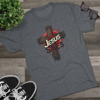 Jesus Saves Cross Tee — Christian Faith Graphic T-Shirt