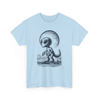 Dinosaur Hybrid, Graphic Unisex Heavy Cotton Tee | UFO Lover T-Shirt | Space-Themed Apparel - Psychonaut Swag