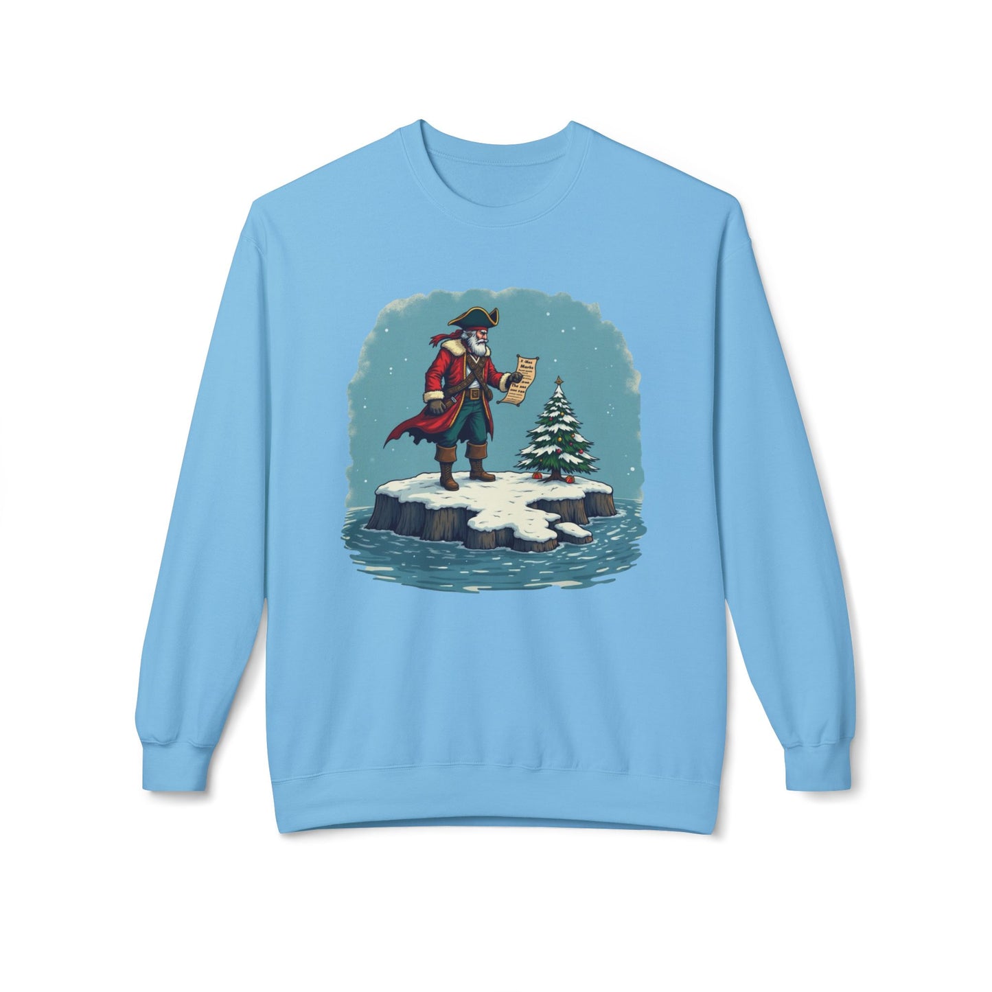 Colonial Santa and Tree, Unisex Midweight Softstyle Fleece Crewneck Sweatshirt