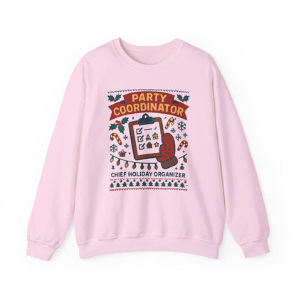 Holiday Party Coordinator Sweatshirt — “Chief Holiday Organizer” Christmas Crewneck