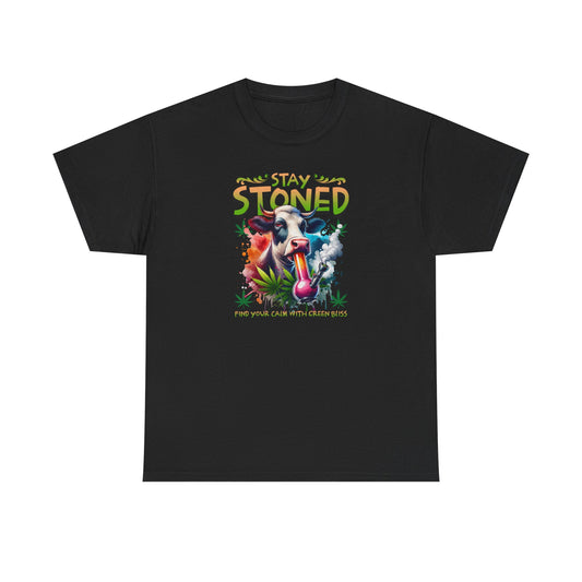 Stay Stoned Cow T-Shirt – Funny Cannabis Graphic Tee