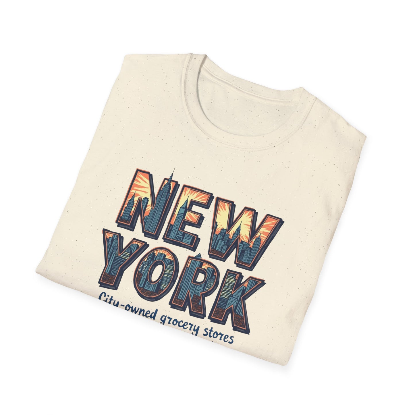 New York Vintage Cityscape T-Shirt — City-Owned Grocery Stores Retro Graphic Tee