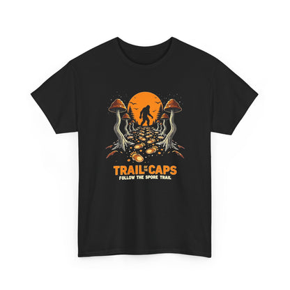 Trailcaps Mushroom Tee — “Follow the Spore Trail” Forest Adventure Shirt