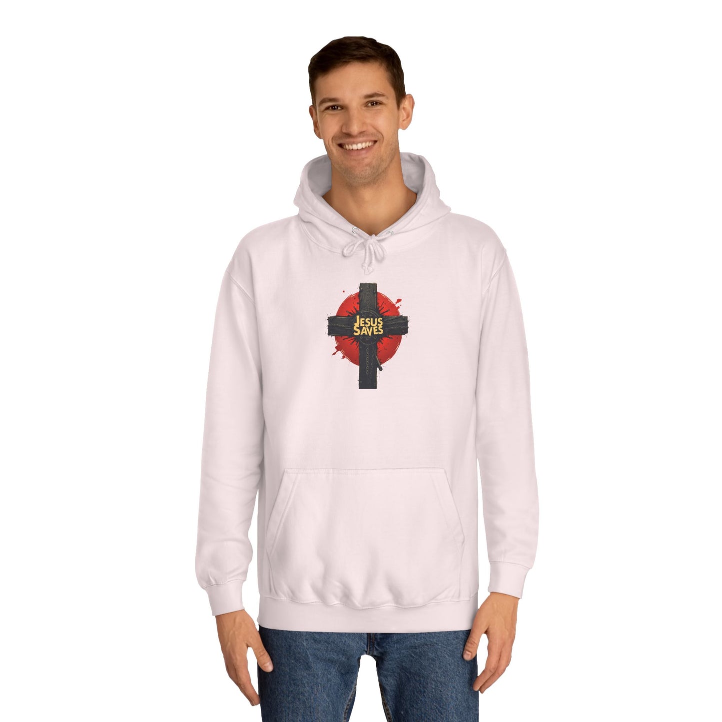 Christian Cross Hoodie – Jesus Saves Heart Graphic