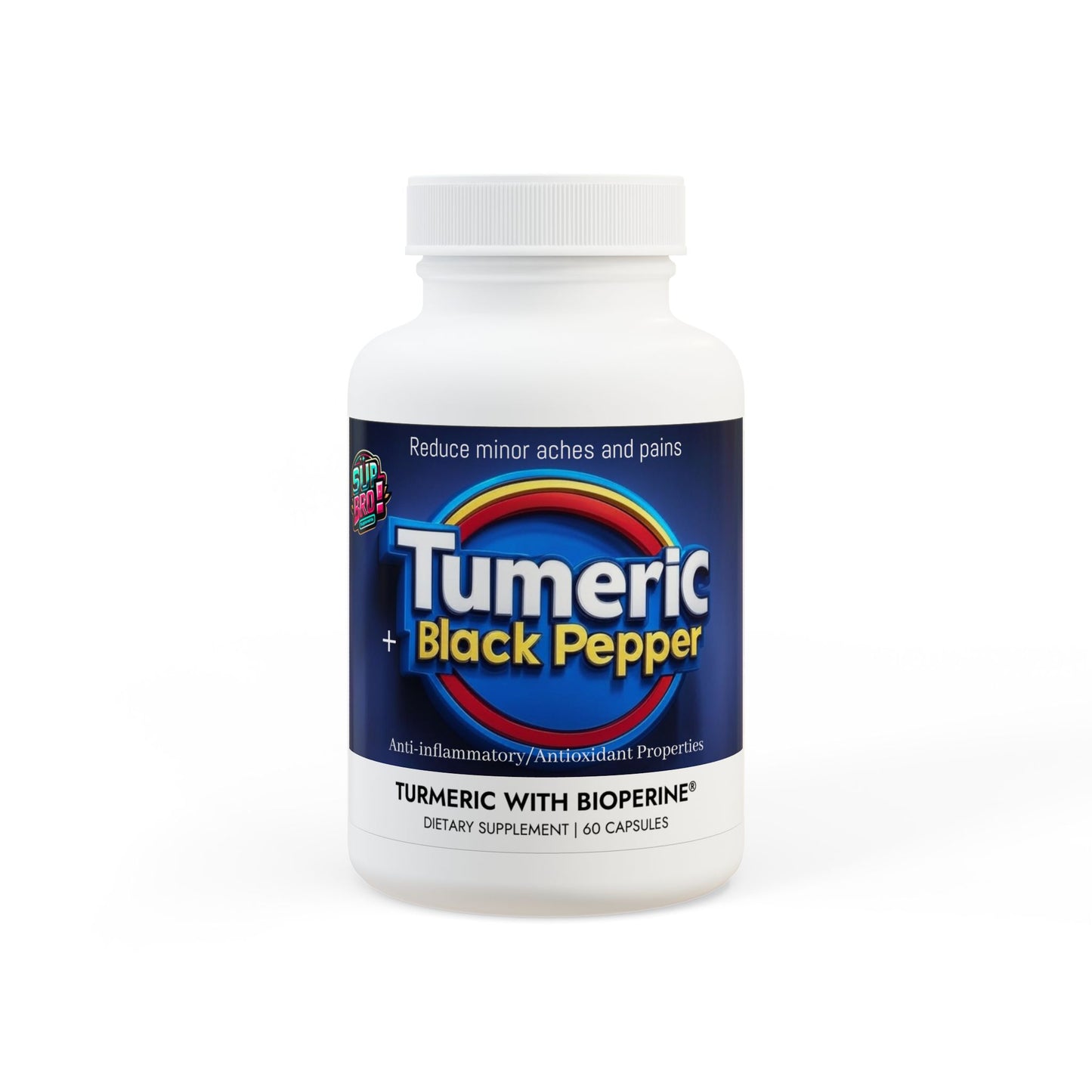 Turmeric with BioPerine® (Black Pepper Fruit Extract) Sup Bro Supplement (60 Capsules)