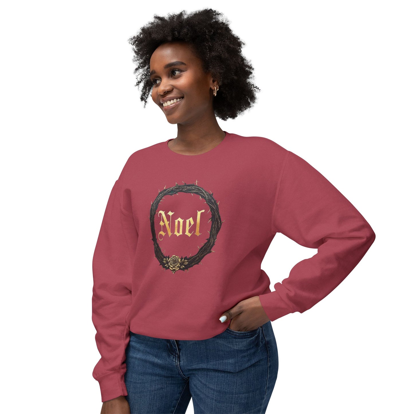 Noel Christmas Sweatshirt — Green Velvet Wreath Holiday Crewneck