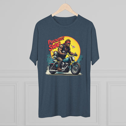 Psychonaut Swag Bigfoot on Motorcycle T-Shirt — Retro Biker Graphic Tee
