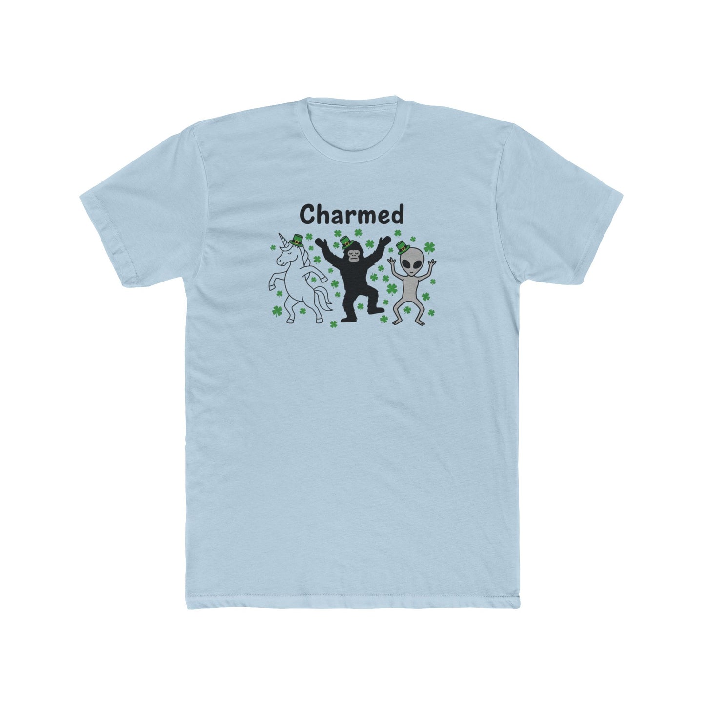 Charmed Unicorn Bigfoot Alien, Unisex Cotton Crew Tee