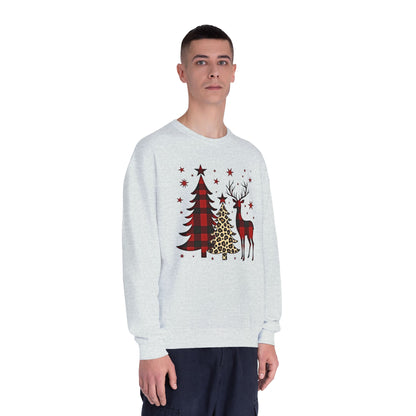 Christmas Buffalo Plaid Trees & Reindeer Crewneck Sweatshirt