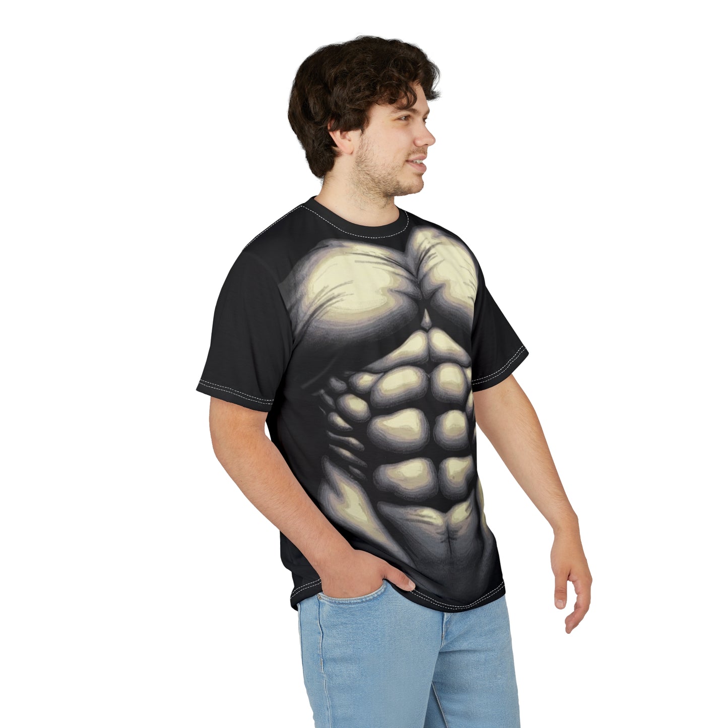 Muscle Torso Graphic Tee — 3D Abs Costume T-Shirt