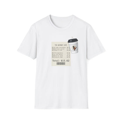 Coffee Receipt T-Shirt — 'The Quirky Cafe' Funny Coffee Order Receipt Tee