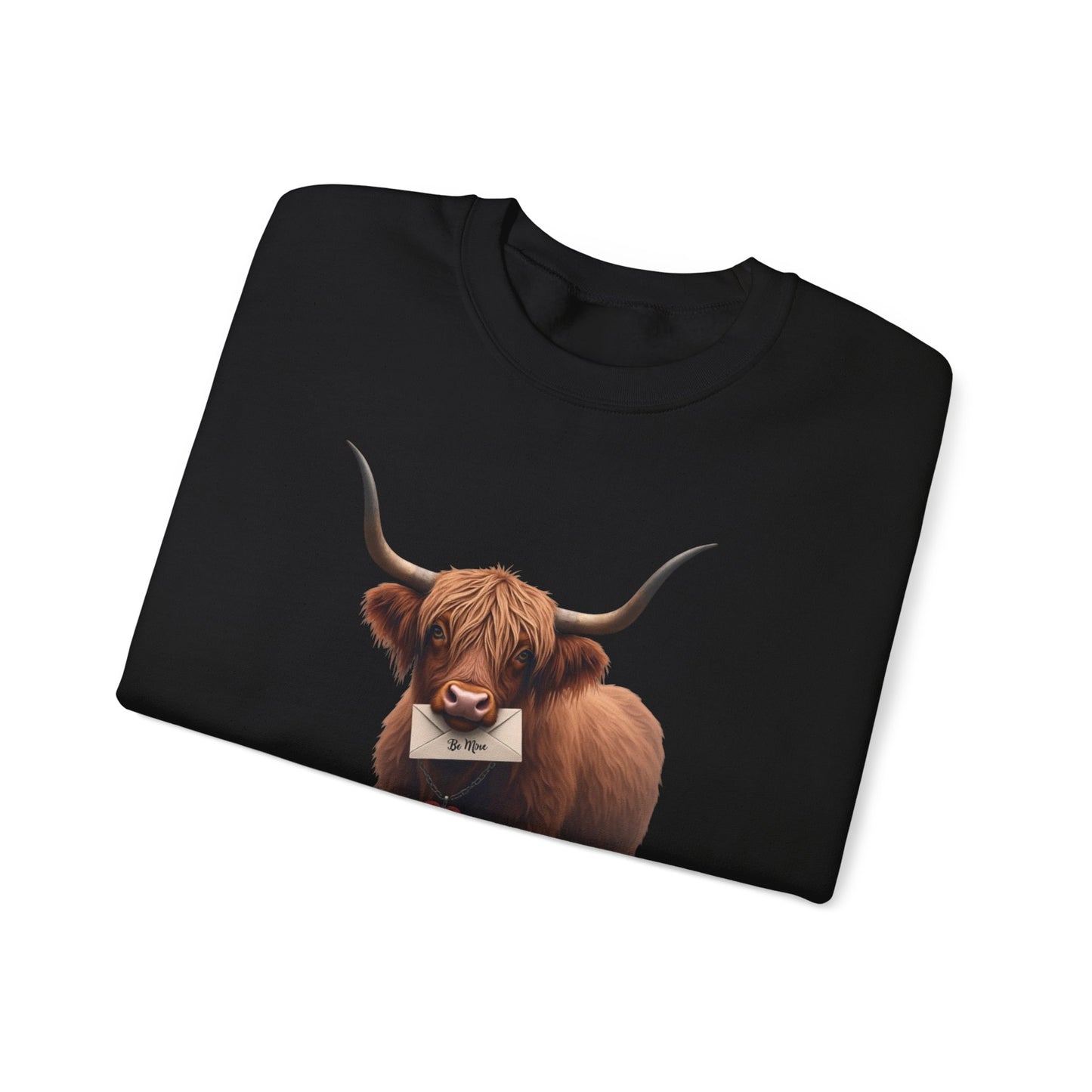 Highland Cow with Valentine, Unisex Heavy Blend™ Crewneck Sweatshirt