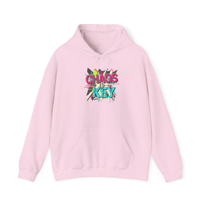 Chaos Key Hoodie — Retro Neon Graphic Pullover