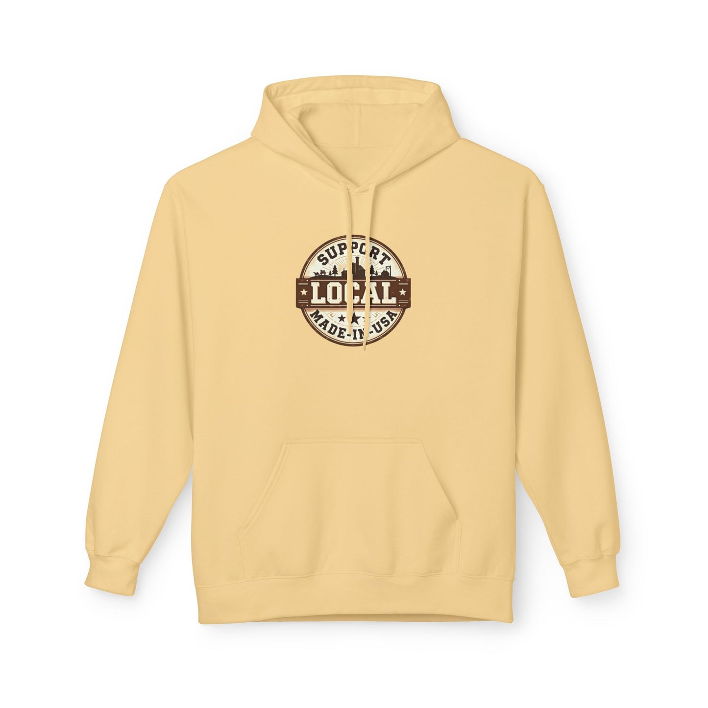 Support Local Hoodie — “Support Local Made in USA” Vintage Badge Pullover