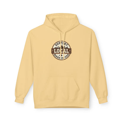 Support Local Hoodie — “Support Local Made in USA” Vintage Badge Pullover