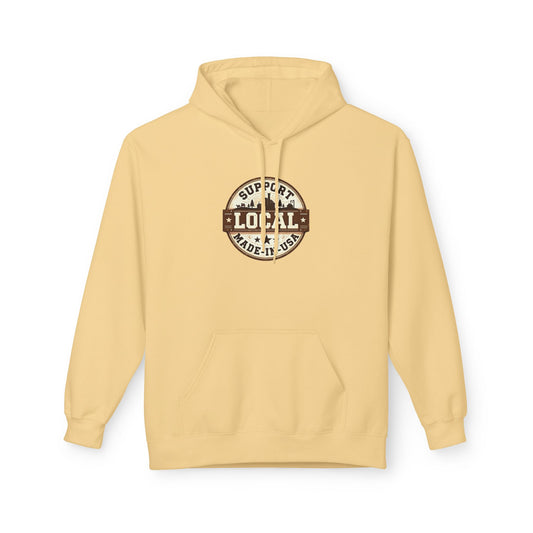 Support Local Hoodie — “Support Local Made in USA” Vintage Badge Pullover