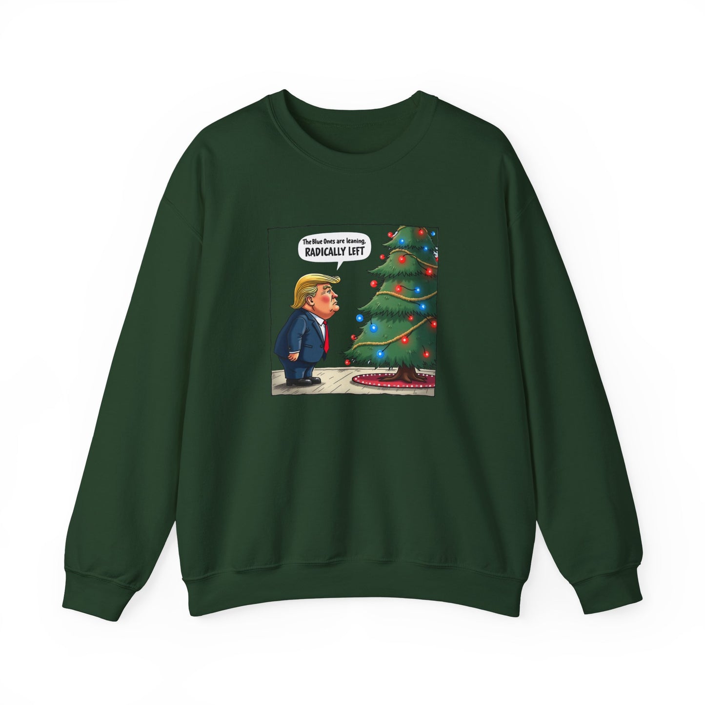 Political Christmas Tree Sweatshirt — "Radically Lit" Holiday Cartoon Crewneck
