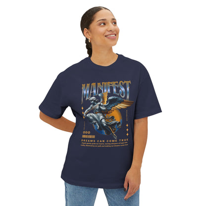 Manifest Angel Graphic Tee — Oversized Boxy Spiritual T‑Shirt