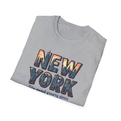 New York Vintage Cityscape T-Shirt — City-Owned Grocery Stores Retro Graphic Tee