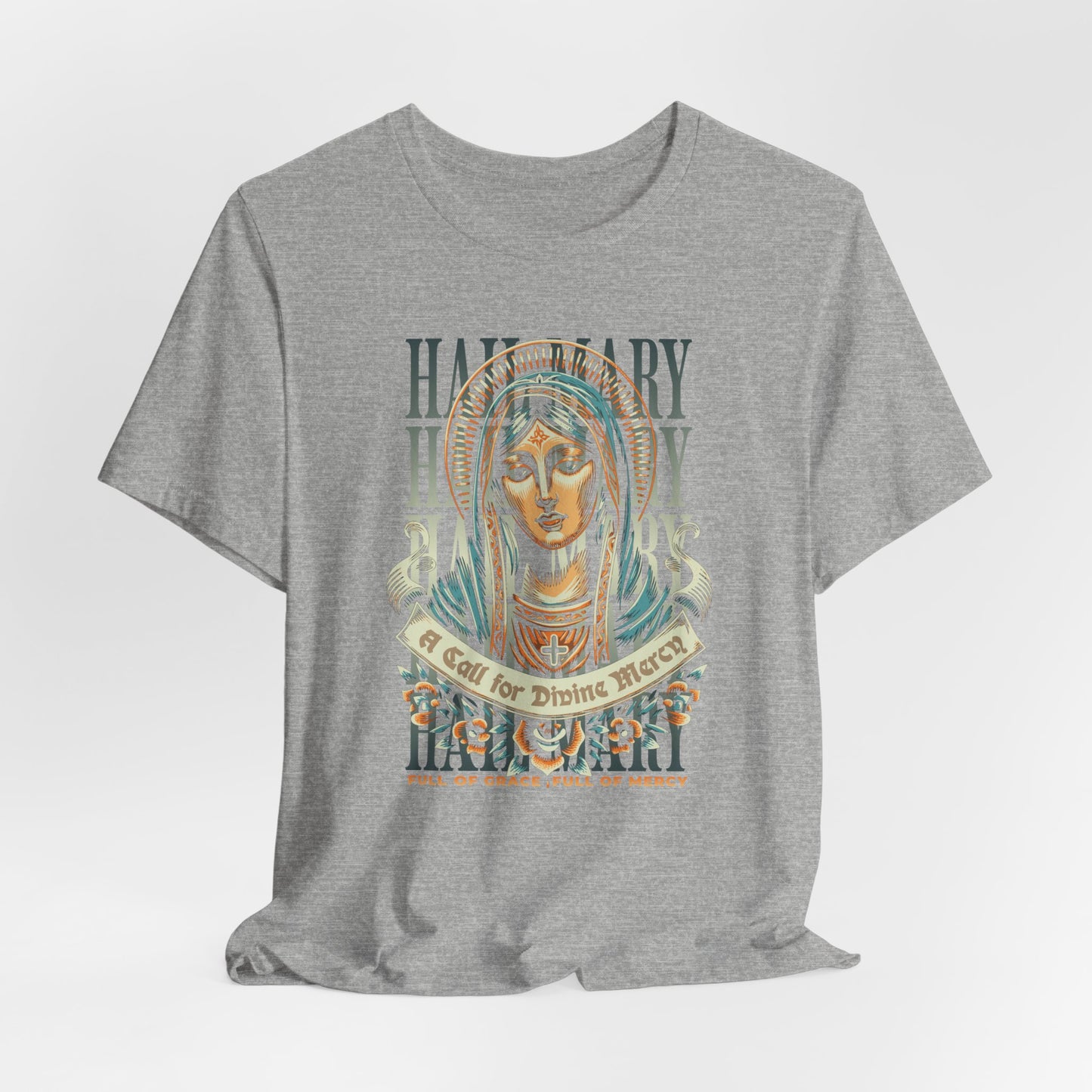 Mary Ave Maria Graphic Tee — 'Ave Maria' Vintage Religious Portrait T‑Shirt