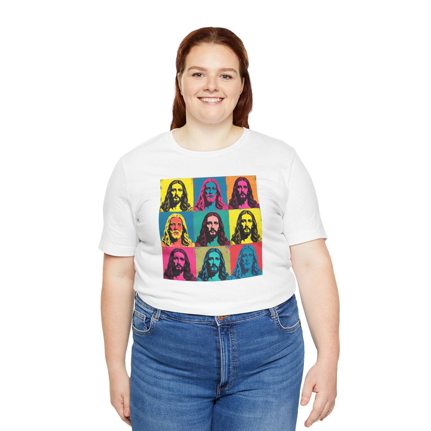 Jesus, Pop Art T-Shirt — Retro Colorful Nine-Panel Graphic Tee
