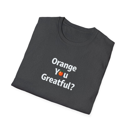 Grateful Orange T-Shirt, Unisex Casual Wear, Thanksgiving Shirt, Fall Vibes Tee, Gift for Friends, Comfortable Everyday Apparel - Psychonaut Swag