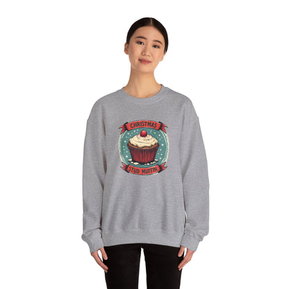 Christmas Stud Muffin with Icing Sweatshirt - Cute Holiday Cupcake Crewneck