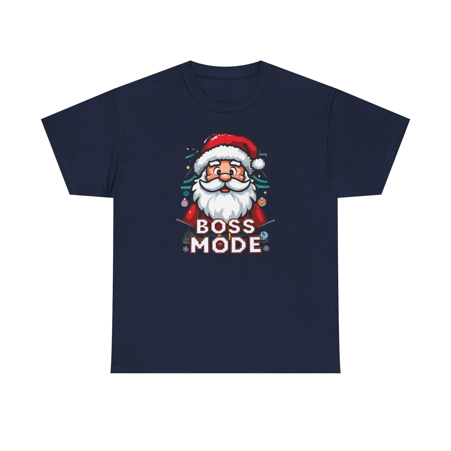 Boss Mode Santa T-Shirt — Funny Christmas Tee with 'Boss Mode' Santa Design