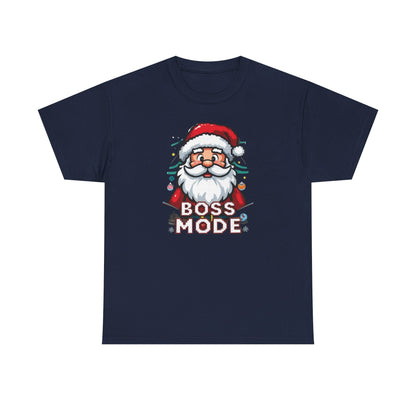 Boss Mode Santa T-Shirt — Funny Christmas Tee with 'Boss Mode' Santa Design