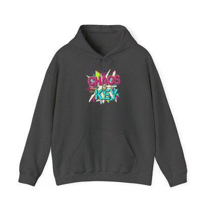 Chaos Key Hoodie — Retro Neon Graphic Pullover